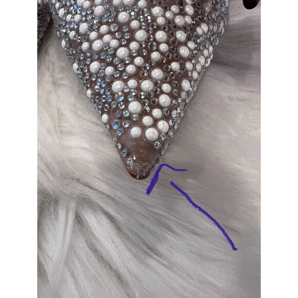 Zara Women's Pearl  Pointed Toe Slingback Heels CL8 Beige Size US 9 - Picture 7 of 12